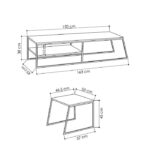 Тумба под телевизор + кофейный столик  в стиле Лофт 1500х380х450 Т124 — изображение 5